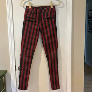 Hot Topic Women’s Red and Black Striped Pants
